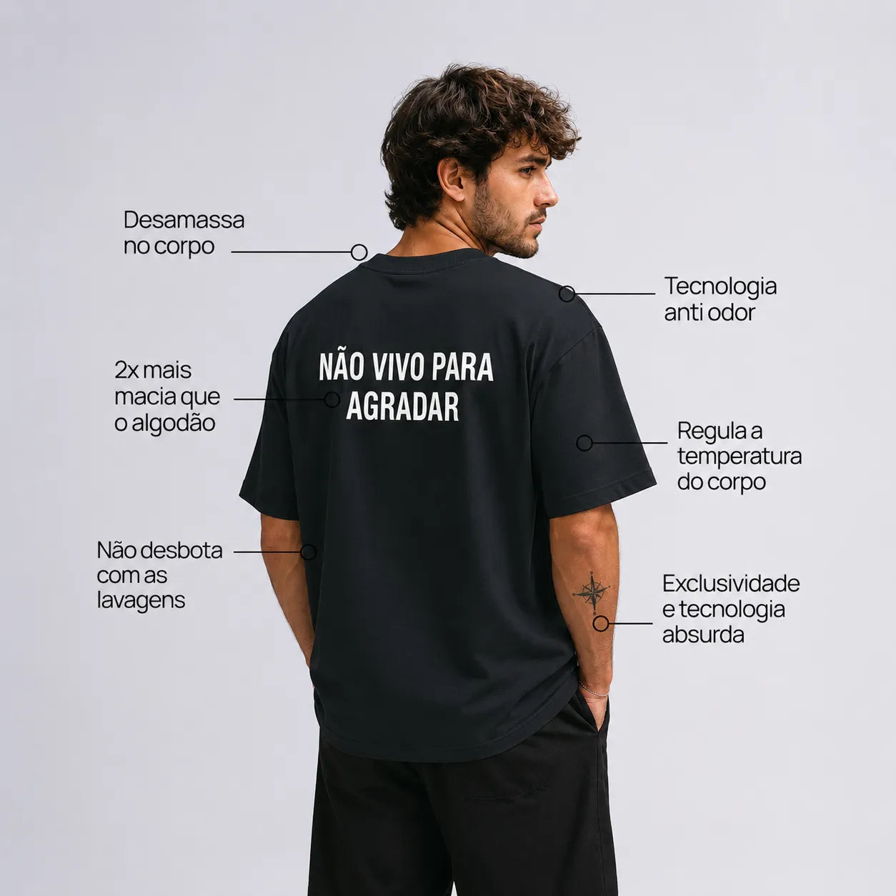 Camisa Oversized Não Vivo Pra Agradar